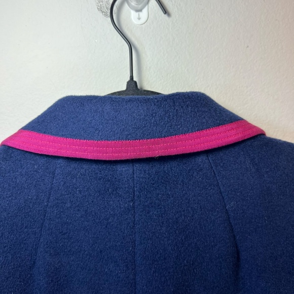 Boden Limited Edition Wool Cashmere Pea Coat Navy Blue Magenta Lined Pockets  8R - Picture 14 of 16